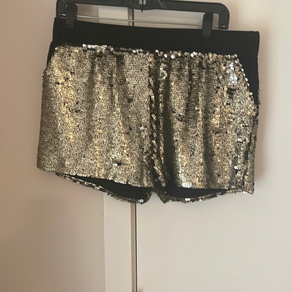 Gold and Black sequin shorts. Size M